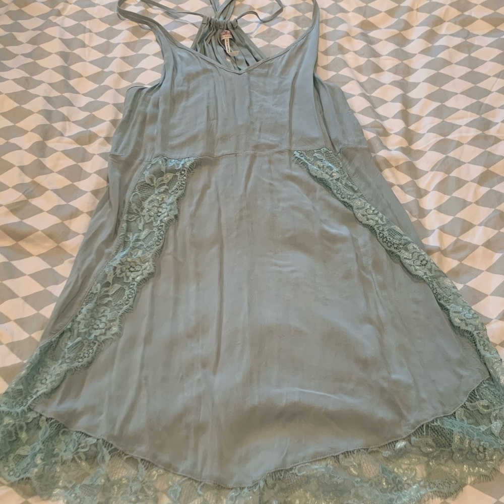 Free people light green lace slip dress